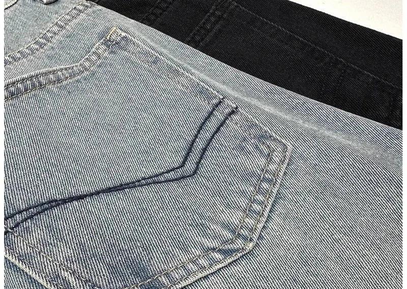 2026 Mens Straight Leg Blue Denim Shorts Summer Casual Five Inch Beach Shorts Thin Lightweight Y2K Vintage Japanese Relaxed Fit - StepByStepNow