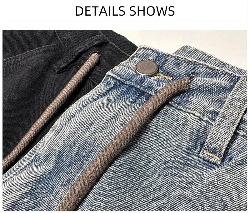 2026 Mens Straight Leg Blue Denim Shorts Summer Casual Five Inch Beach Shorts Thin Lightweight Y2K Vintage Japanese Relaxed Fit - StepByStepNow