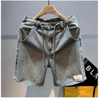 2026 Mens Straight Leg Blue Denim Shorts Summer Casual Five Inch Beach Shorts Thin Lightweight Y2K Vintage Japanese Relaxed Fit - StepByStepNow