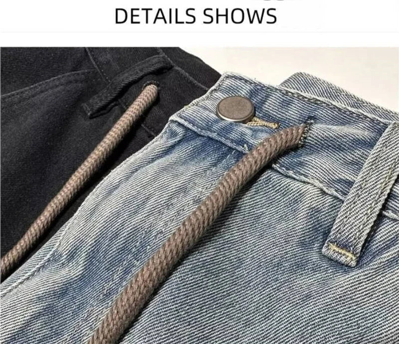 2026 Mens Straight Leg Blue Denim Shorts Summer Casual Five Inch Beach Shorts Thin Lightweight Y2K Vintage Japanese Relaxed Fit - StepByStepNow