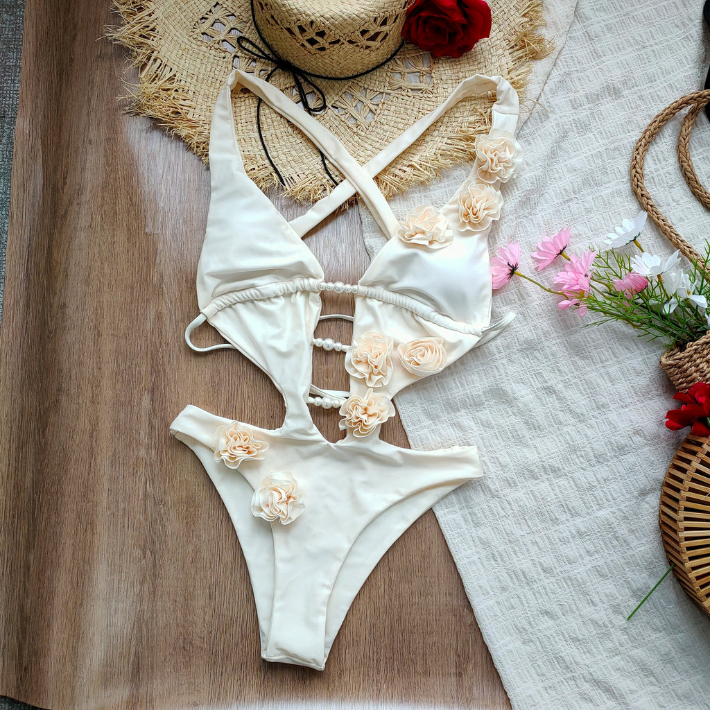 Women’s 3D Floral One-Piece Swimsuit — Image 1