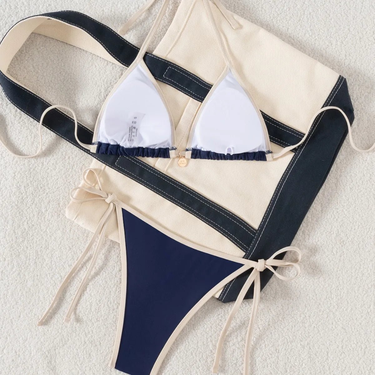2026 New Arrival Sexy Bikini Set Women's Two Piece Swimsuit with Color Blocking Edge Tie Side Cross Back Swimwear for Beach Pool - StepByStepNow