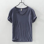 2026 New Mens T Shirt Pure Color V Collar Short Sleeved Tops Tees Men T-Shirt Slim Man Bamboo Fiber T-Shirts Fitness Male Clothe - StepByStepNow