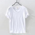 2026 New Mens T Shirt Pure Color V Collar Short Sleeved Tops Tees Men T-Shirt Slim Man Bamboo Fiber T-Shirts Fitness Male Clothe - StepByStepNow
