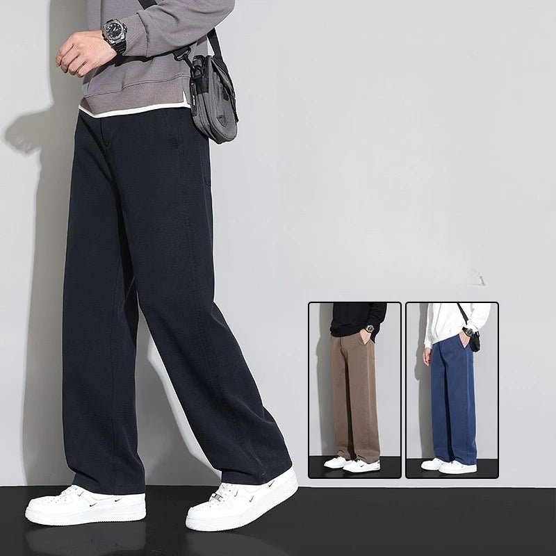 2026 New Spring Summer Soft Lyocell Fabric Men's Casual Pants Elastic Waist Wrinkle - free Breathe Loose Straight Trousers - StepByStepNow