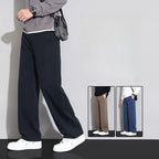 2026 New Spring Summer Soft Lyocell Fabric Men's Casual Pants Elastic Waist Wrinkle - free Breathe Loose Straight Trousers - StepByStepNow