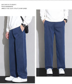 2026 New Spring Summer Soft Lyocell Fabric Men's Casual Pants Elastic Waist Wrinkle - free Breathe Loose Straight Trousers - StepByStepNow