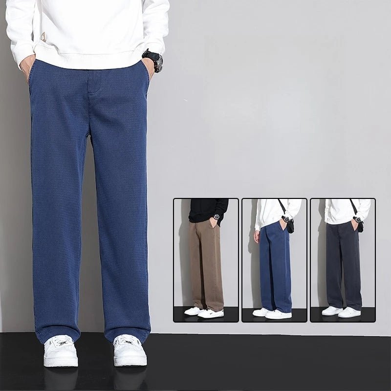 2026 New Spring Summer Soft Lyocell Fabric Men's Casual Pants Elastic Waist Wrinkle - free Breathe Loose Straight Trousers - StepByStepNow