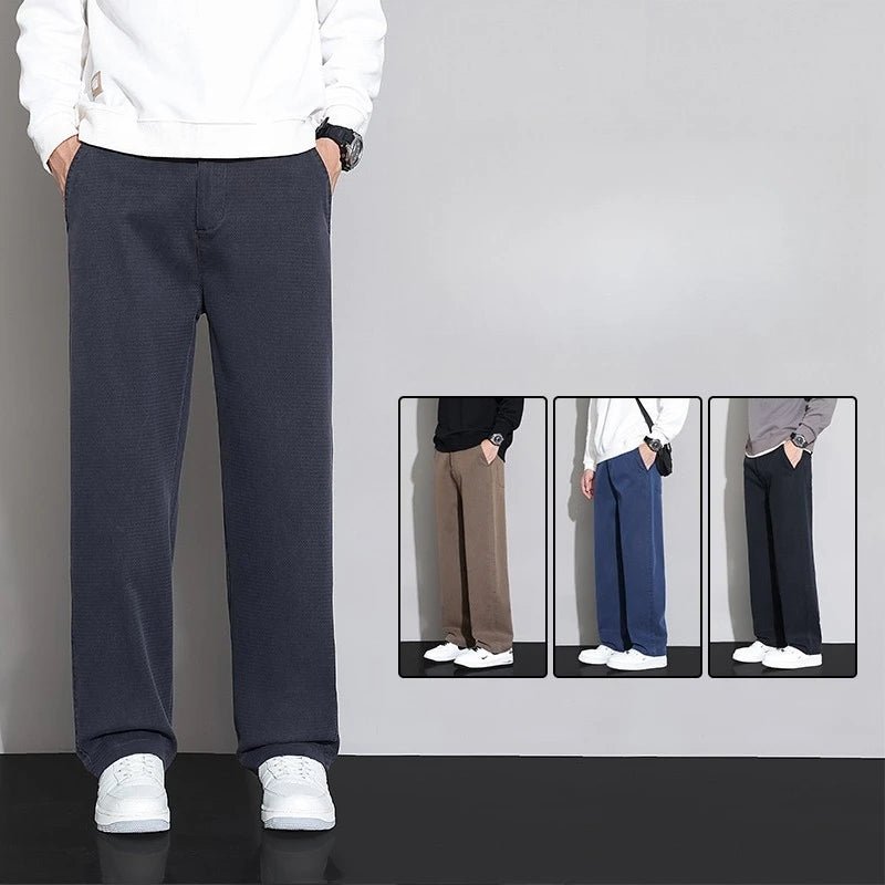 2026 New Spring Summer Soft Lyocell Fabric Men's Casual Pants Elastic Waist Wrinkle - free Breathe Loose Straight Trousers - StepByStepNow
