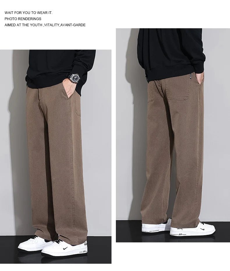 2026 New Spring Summer Soft Lyocell Fabric Men's Casual Pants Elastic Waist Wrinkle - free Breathe Loose Straight Trousers - StepByStepNow