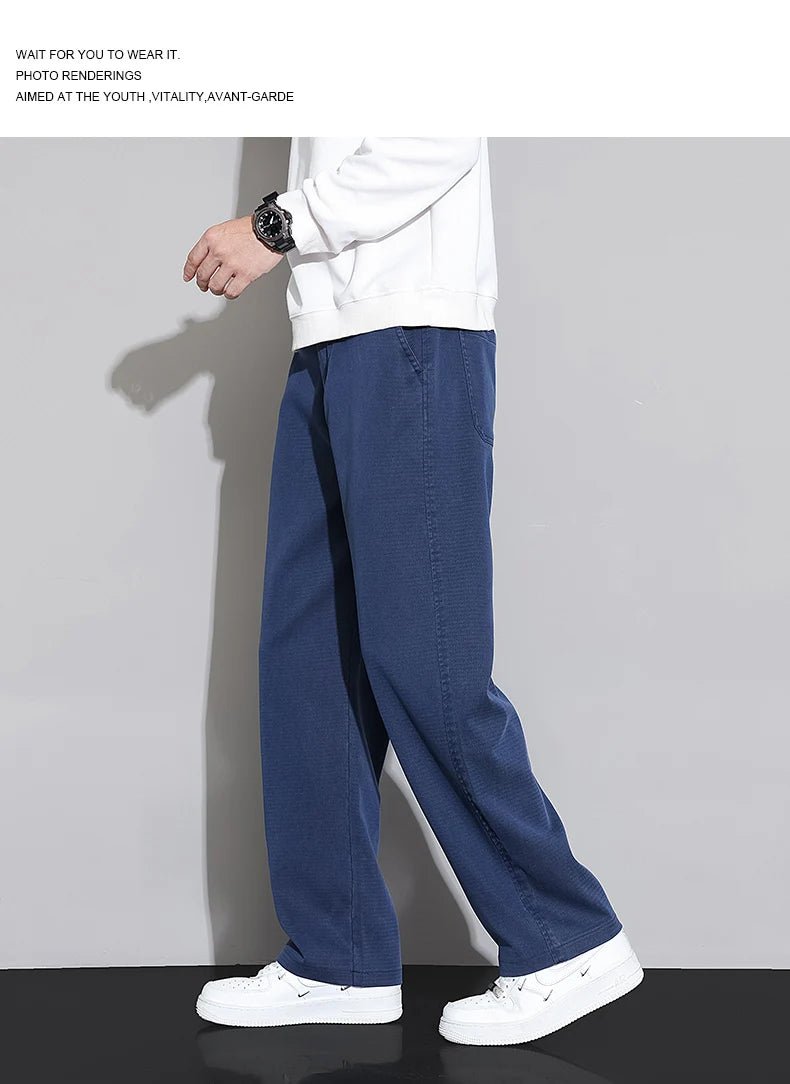 2026 New Spring Summer Soft Lyocell Fabric Men's Casual Pants Elastic Waist Wrinkle - free Breathe Loose Straight Trousers - StepByStepNow