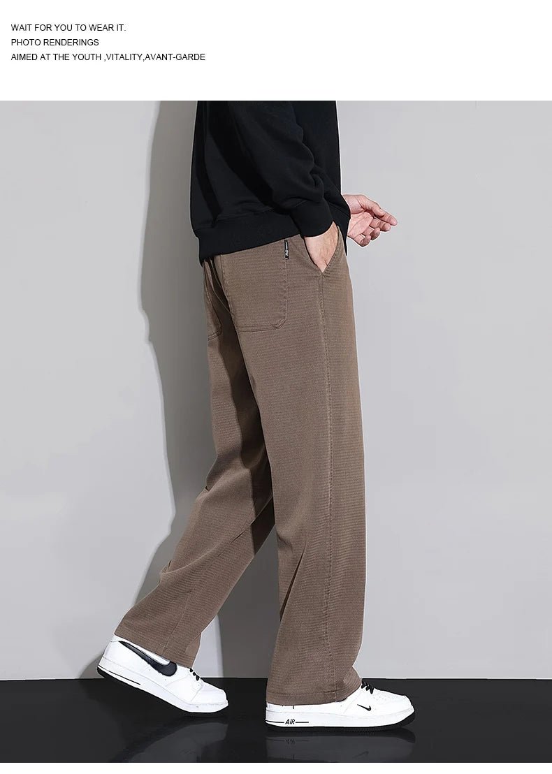 2026 New Spring Summer Soft Lyocell Fabric Men's Casual Pants Elastic Waist Wrinkle - free Breathe Loose Straight Trousers - StepByStepNow