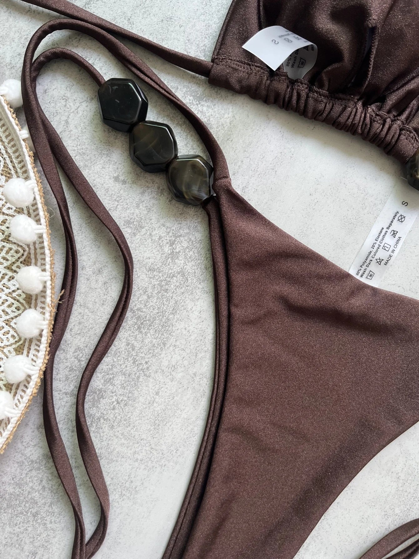 2026 Sexy Bead Bikini Swimwear Women Halter Bikini Swimsuit Beach Halter V Neck Bikini Set Beachwear Summer Bathing Suit - StepByStepNow