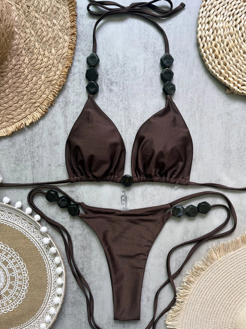 Women’s Beaded Halter Bikini — Image 1