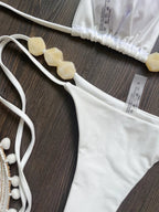 2026 Sexy Bead Bikini Swimwear Women Halter Bikini Swimsuit Beach Halter V Neck Bikini Set Beachwear Summer Bathing Suit - StepByStepNow