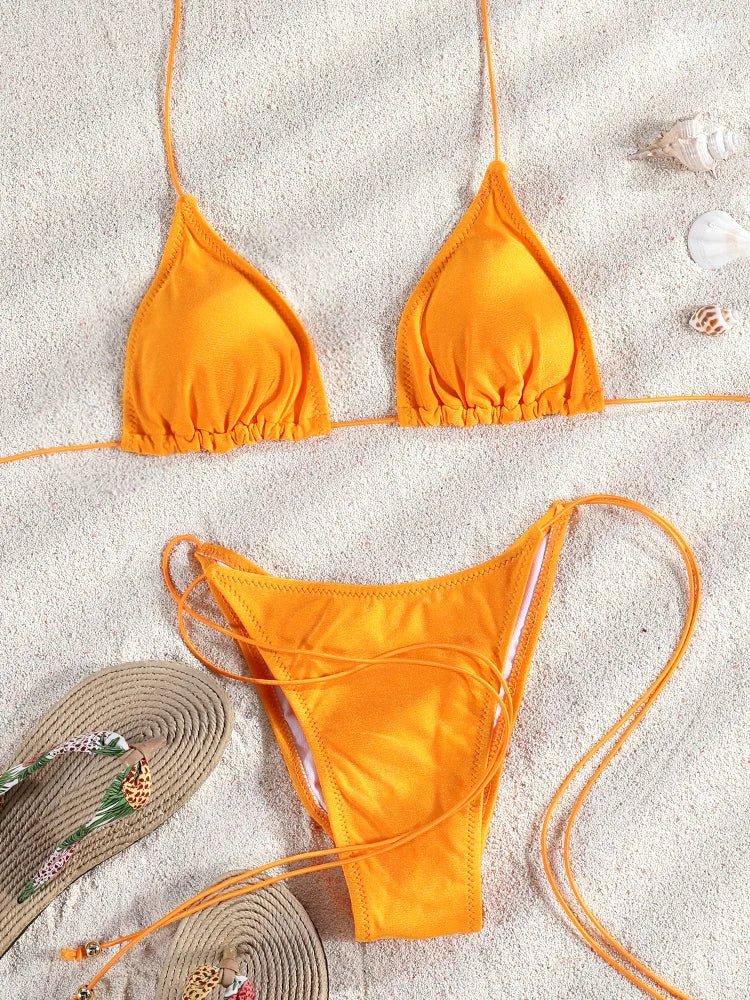 Women’s Solid-Colour High-Waisted Bikini — Image 34