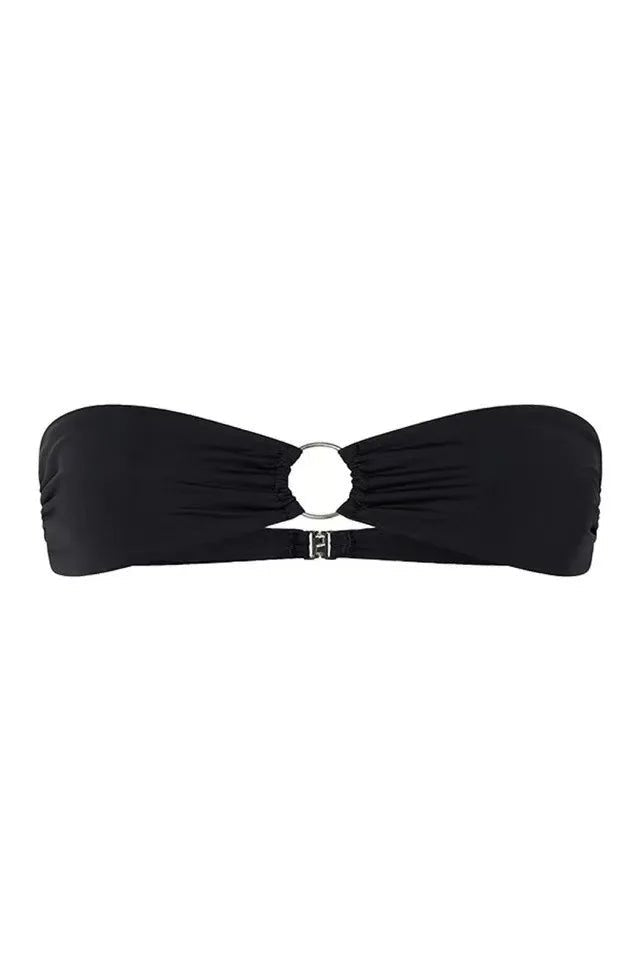 Bikini nero donna a fascia con anello – vista 12
