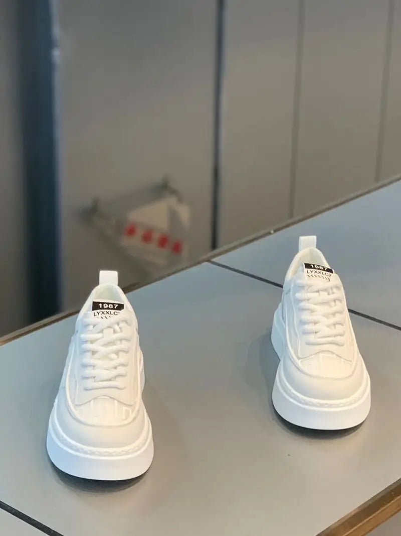 2026 Spring Autumn New Men's Shoes Breathable Comfortable White Shoes Men's Platform Sneakers Lace - up Casual Sports Shoes - StepByStepNow