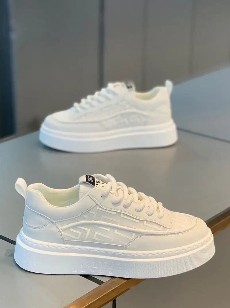 2026 Spring Autumn New Men's Shoes Breathable Comfortable White Shoes Men's Platform Sneakers Lace - up Casual Sports Shoes - StepByStepNow