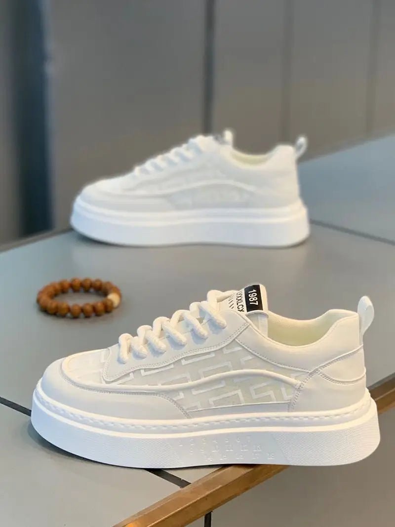 2026 Spring Autumn New Men's Shoes Breathable Comfortable White Shoes Men's Platform Sneakers Lace - up Casual Sports Shoes - StepByStepNow
