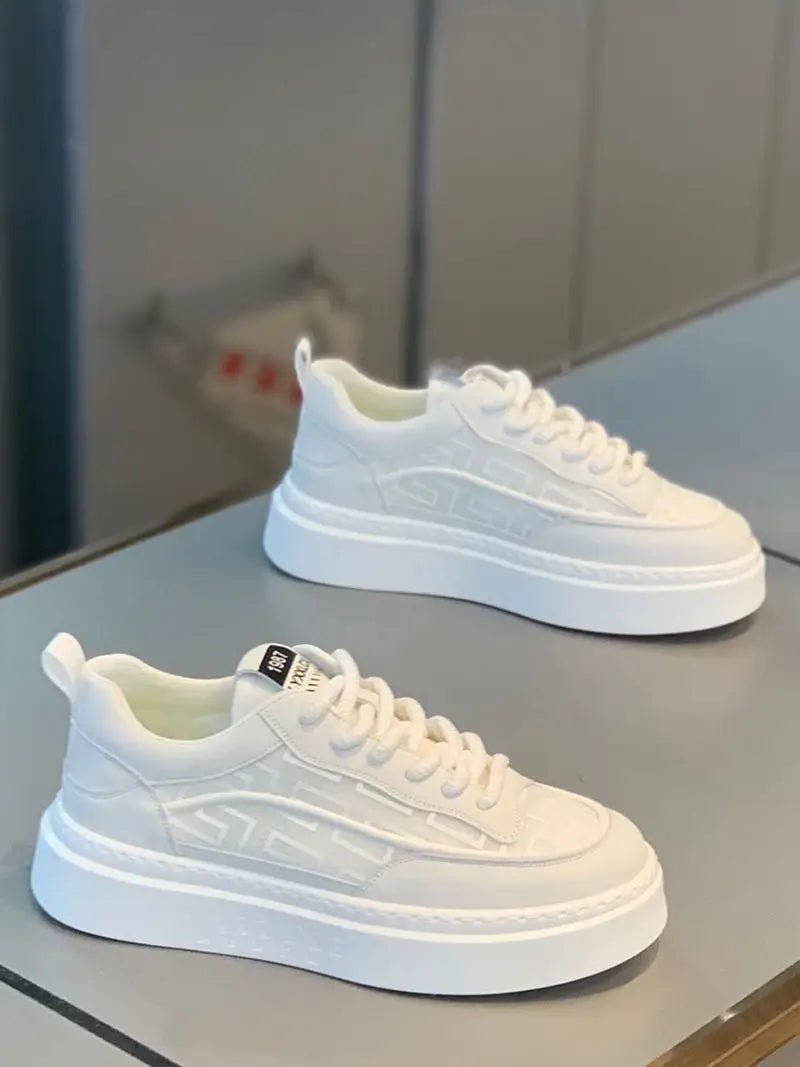 2026 Spring Autumn New Men's Shoes Breathable Comfortable White Shoes Men's Platform Sneakers Lace - up Casual Sports Shoes - StepByStepNow
