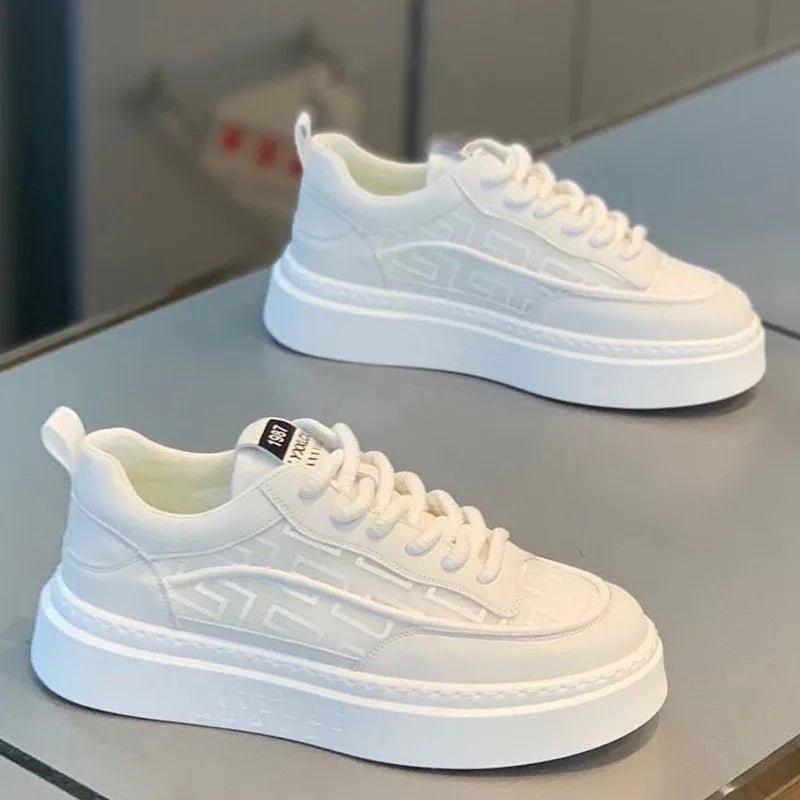 2026 Spring Autumn New Men's Shoes Breathable Comfortable White Shoes Men's Platform Sneakers Lace - up Casual Sports Shoes - StepByStepNow