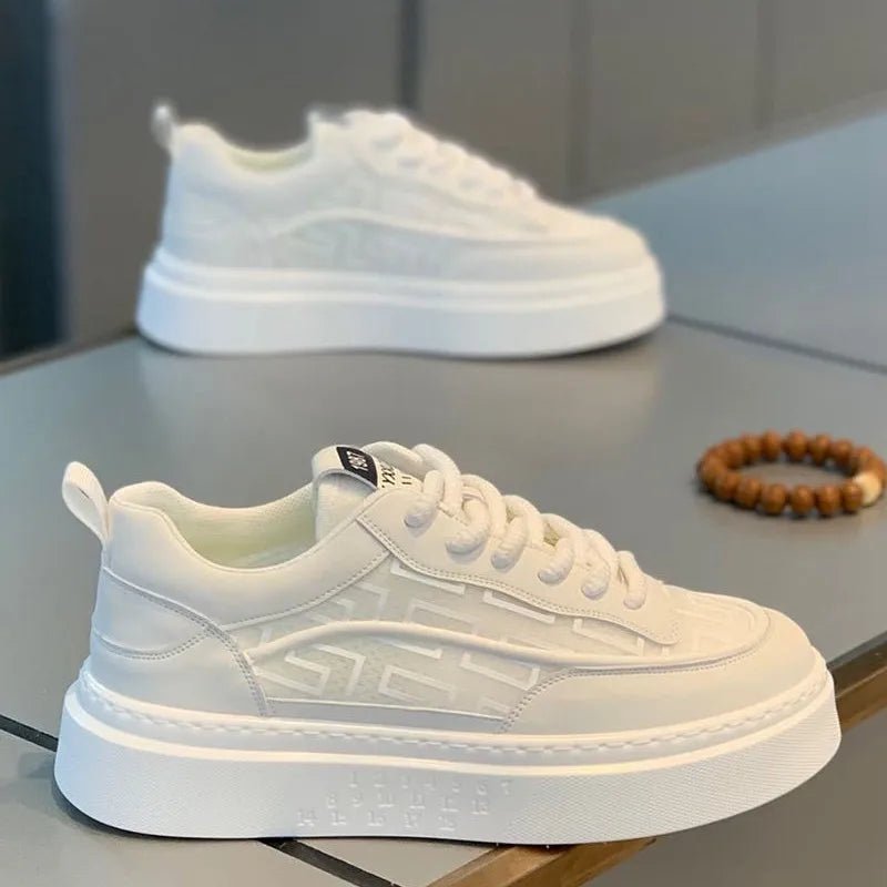 2026 Spring Autumn New Men's Shoes Breathable Comfortable White Shoes Men's Platform Sneakers Lace - up Casual Sports Shoes - StepByStepNow