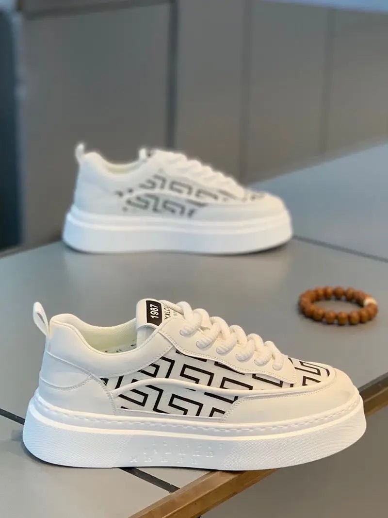 2026 Spring Autumn New Men's Shoes Breathable Comfortable White Shoes Men's Platform Sneakers Lace - up Casual Sports Shoes - StepByStepNow