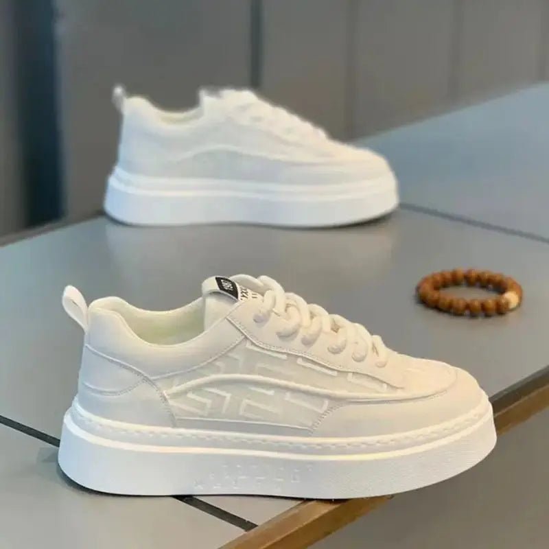2026 Spring Autumn New Men's Shoes Breathable Comfortable White Shoes Men's Platform Sneakers Lace - up Casual Sports Shoes - StepByStepNow