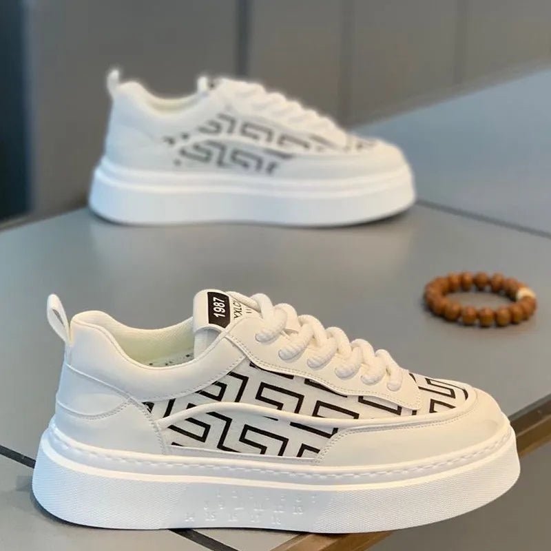 2026 Spring Autumn New Men's Shoes Breathable Comfortable White Shoes Men's Platform Sneakers Lace - up Casual Sports Shoes - StepByStepNow