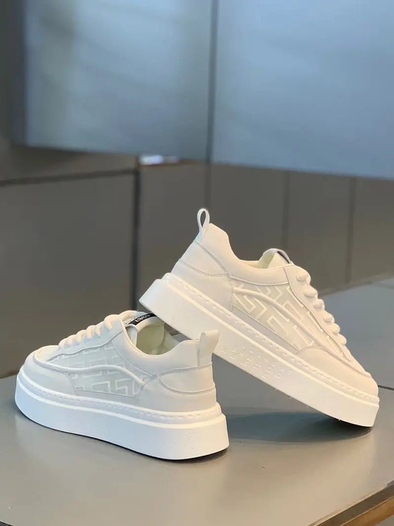 2026 Spring Autumn New Men's Shoes Breathable Comfortable White Shoes Men's Platform Sneakers Lace - up Casual Sports Shoes - StepByStepNow
