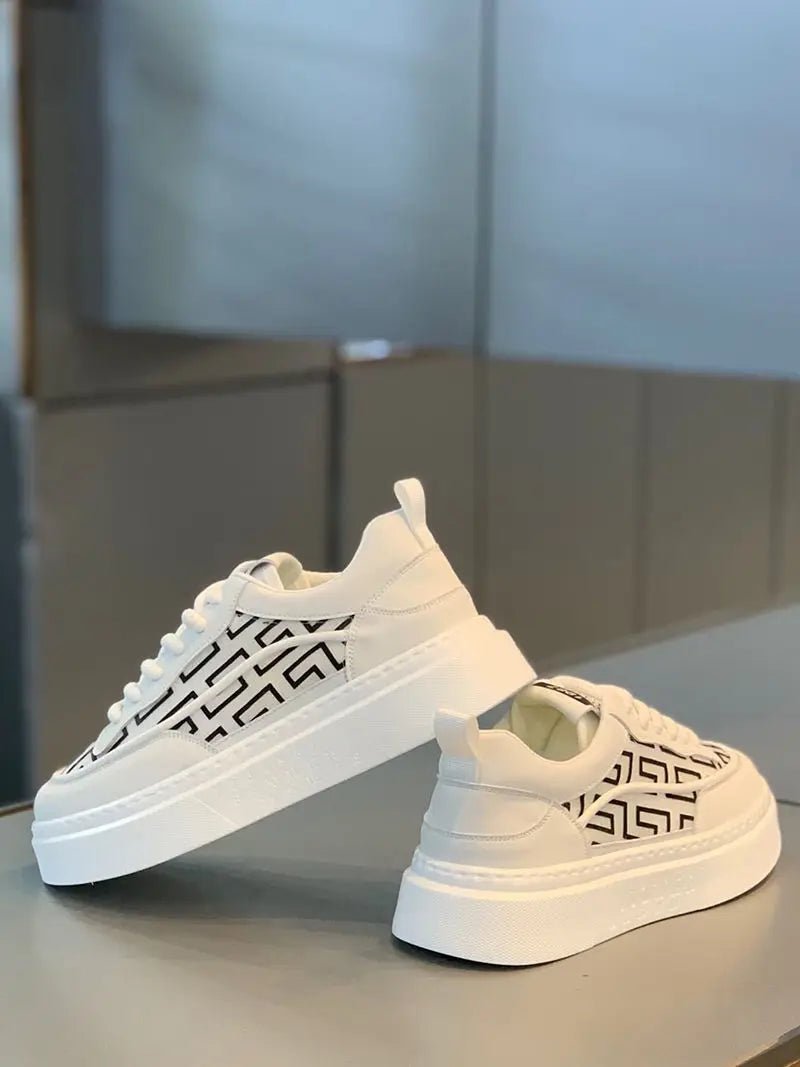 2026 Spring Autumn New Men's Shoes Breathable Comfortable White Shoes Men's Platform Sneakers Lace - up Casual Sports Shoes - StepByStepNow