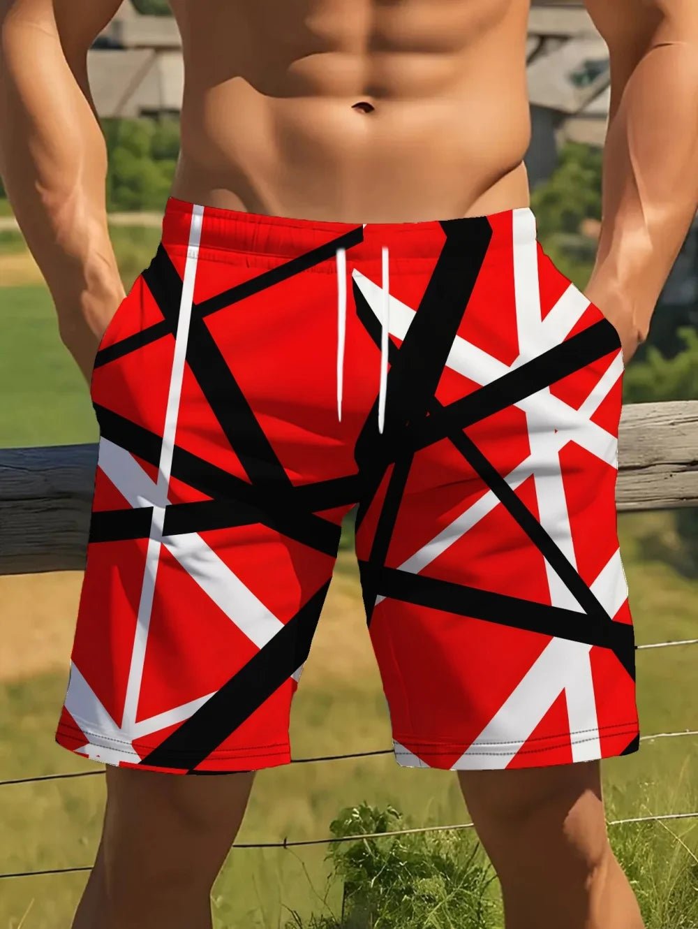 2026 Summer Fashion Men's Shorts Drawstring Breathable Line Pattern 3D Printed Shorts Casual Plus Size Sportswear Short Pants - StepByStepNow