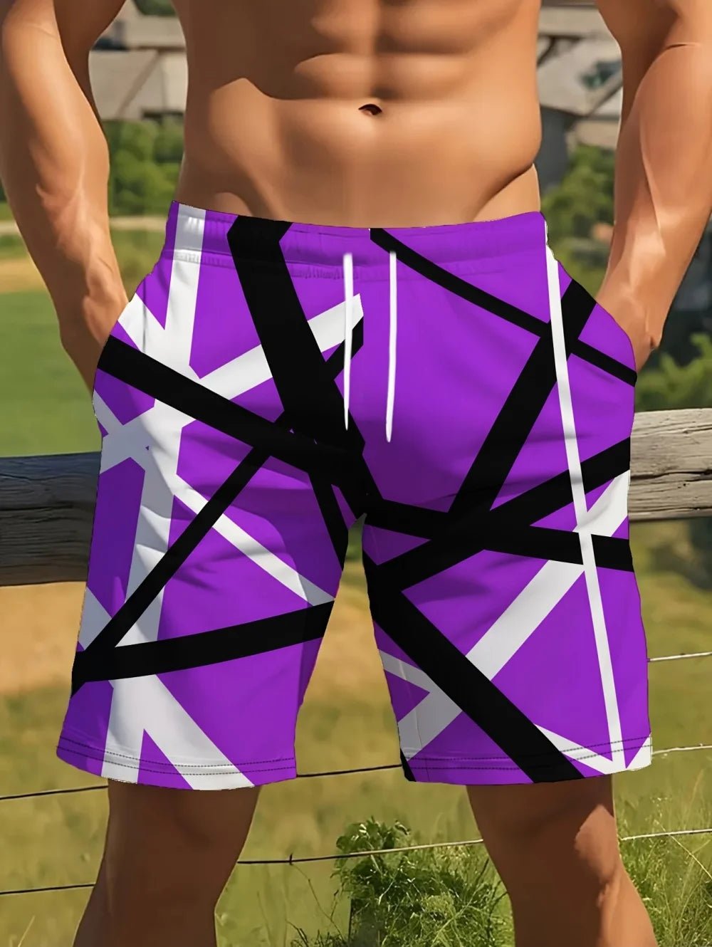 2026 Summer Fashion Men's Shorts Drawstring Breathable Line Pattern 3D Printed Shorts Casual Plus Size Sportswear Short Pants - StepByStepNow