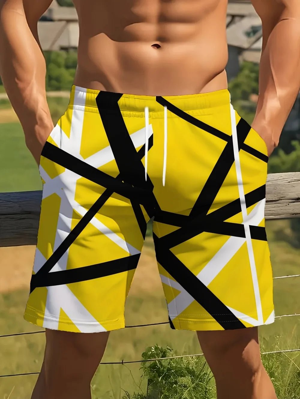 2026 Summer Fashion Men's Shorts Drawstring Breathable Line Pattern 3D Printed Shorts Casual Plus Size Sportswear Short Pants - StepByStepNow
