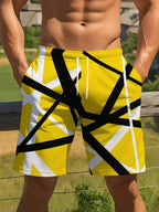 2026 Summer Fashion Men's Shorts Drawstring Breathable Line Pattern 3D Printed Shorts Casual Plus Size Sportswear Short Pants - StepByStepNow