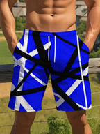 2026 Summer Fashion Men's Shorts Drawstring Breathable Line Pattern 3D Printed Shorts Casual Plus Size Sportswear Short Pants - StepByStepNow