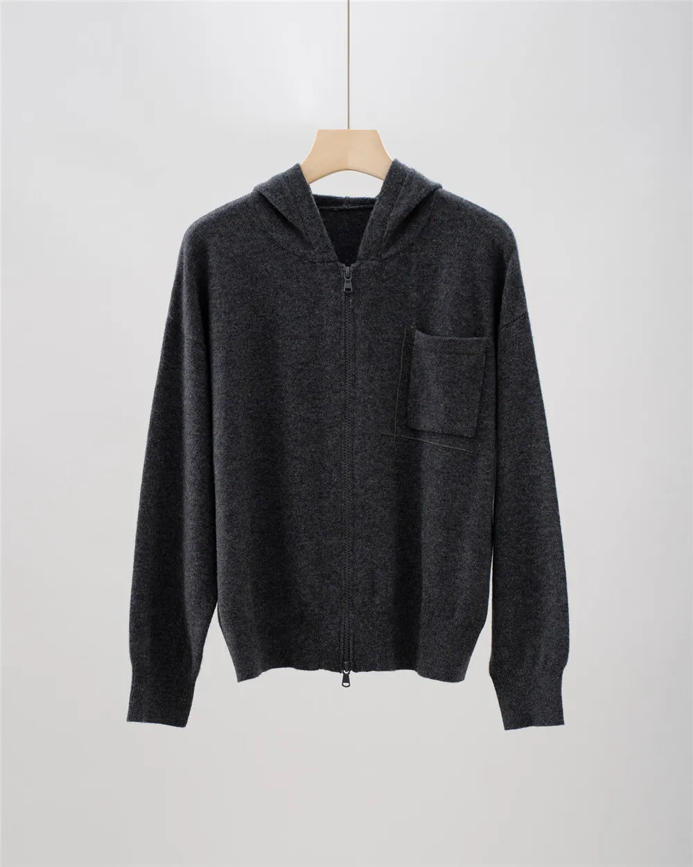 25New Top casual da donna con cardigan con cerniera e cappuccio lavorato a maglia con tasca a catena con perline di cashmere - StepByStepNow