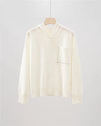 25New Top casual da donna con cardigan con cerniera e cappuccio lavorato a maglia con tasca a catena con perline di cashmere - StepByStepNow