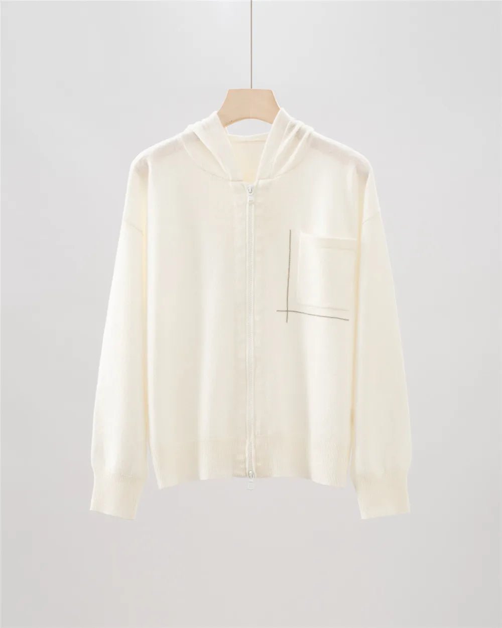 25New Top casual da donna con cardigan con cerniera e cappuccio lavorato a maglia con tasca a catena con perline di cashmere - StepByStepNow