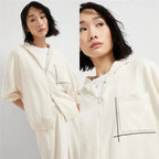 25New Top casual da donna con cardigan con cerniera e cappuccio lavorato a maglia con tasca a catena con perline di cashmere - StepByStepNow