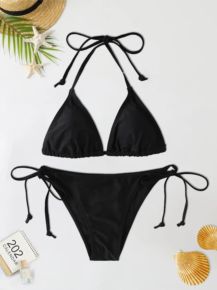 2Pc/Set 2024 Fashion Sexy Swimsuit Women Bikinis Set Triangle Swimwear String Beachwear Thong One Piece Suits Brazilian Biquini - StepByStepNow