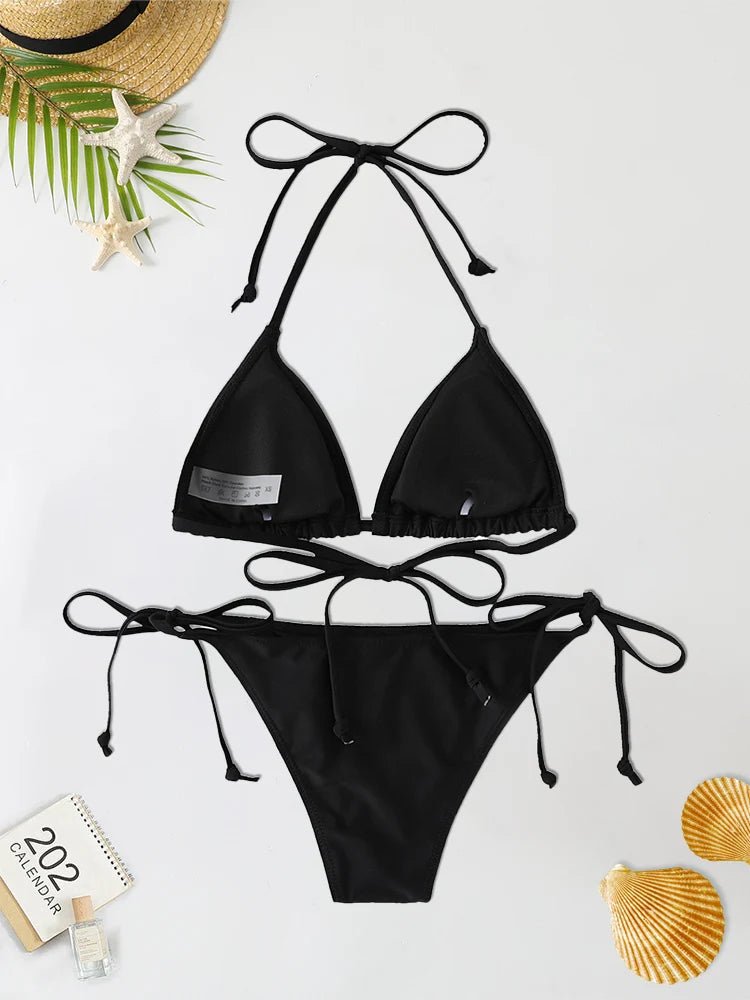 2Pc/Set 2024 Fashion Sexy Swimsuit Women Bikinis Set Triangle Swimwear String Beachwear Thong One Piece Suits Brazilian Biquini - StepByStepNow