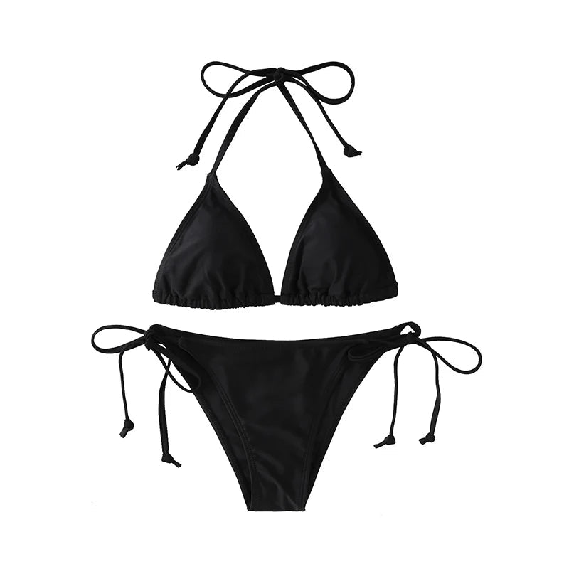 2Pc/Set 2024 Fashion Sexy Swimsuit Women Bikinis Set Triangle Swimwear String Beachwear Thong One Piece Suits Brazilian Biquini - StepByStepNow