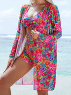 3 Pieces Tie Dye Bikinis Swimsuit 2026 New Women Drawstring Front Swimwear Female High Waist Shorts Bathers Swim Suit Beachwear - StepByStepNow