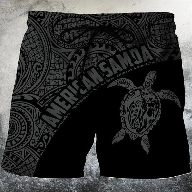 3D Printed Funny Sea Turtle Short Pants For Men Floral Leaf Plant Pattern Swim Trunks Casual Harajuku Street Hawaii Beach Shorts - StepByStepNow