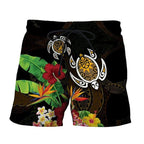 3D Printed Funny Sea Turtle Short Pants For Men Floral Leaf Plant Pattern Swim Trunks Casual Harajuku Street Hawaii Beach Shorts - StepByStepNow