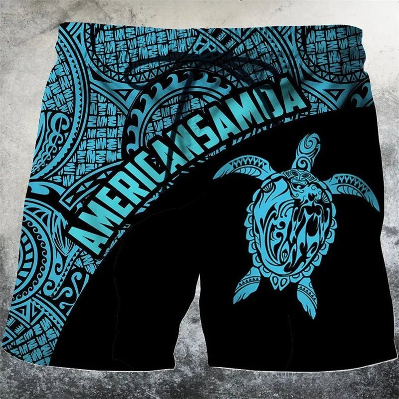 3D Printed Funny Sea Turtle Short Pants For Men Floral Leaf Plant Pattern Swim Trunks Casual Harajuku Street Hawaii Beach Shorts - StepByStepNow