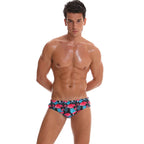 Datifer Summer 2026 Men Shorts Gym Low Waist Sexy Print Swim Brief Removed Pad Surfing Swimsuit Shorts Multicolor