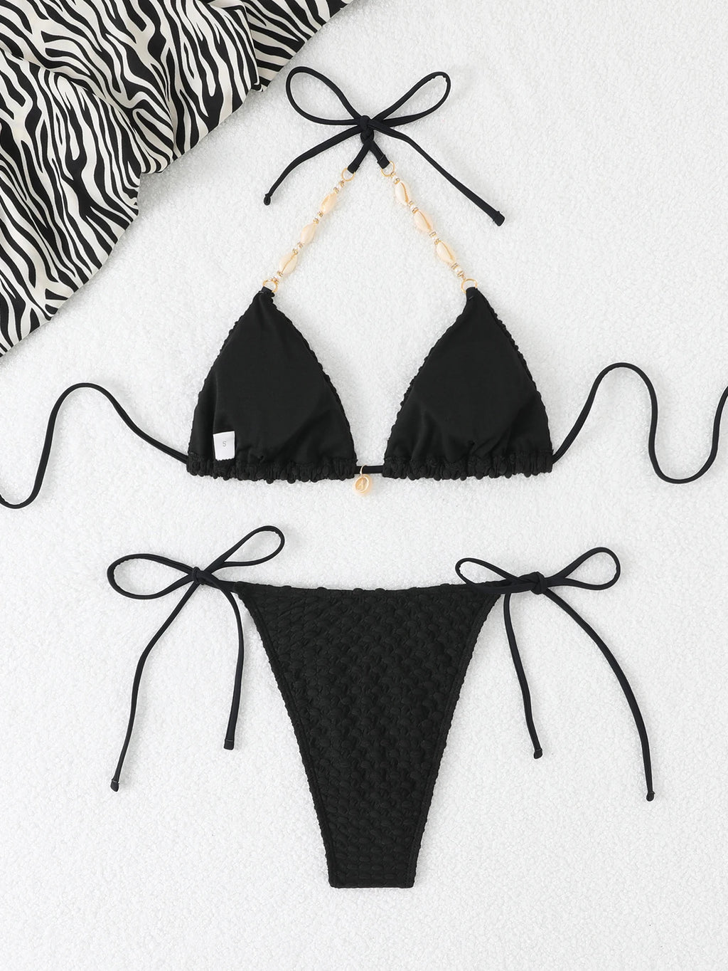 2026 Halter String Triangle Bikini Women Sexy Swimwear Female Mesh Swimsuit Solid Bathers Bathing Swimming Swim Suit Beachwear